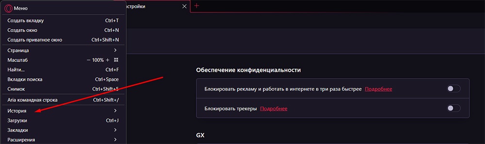 Скрин очистка кэша в Opera