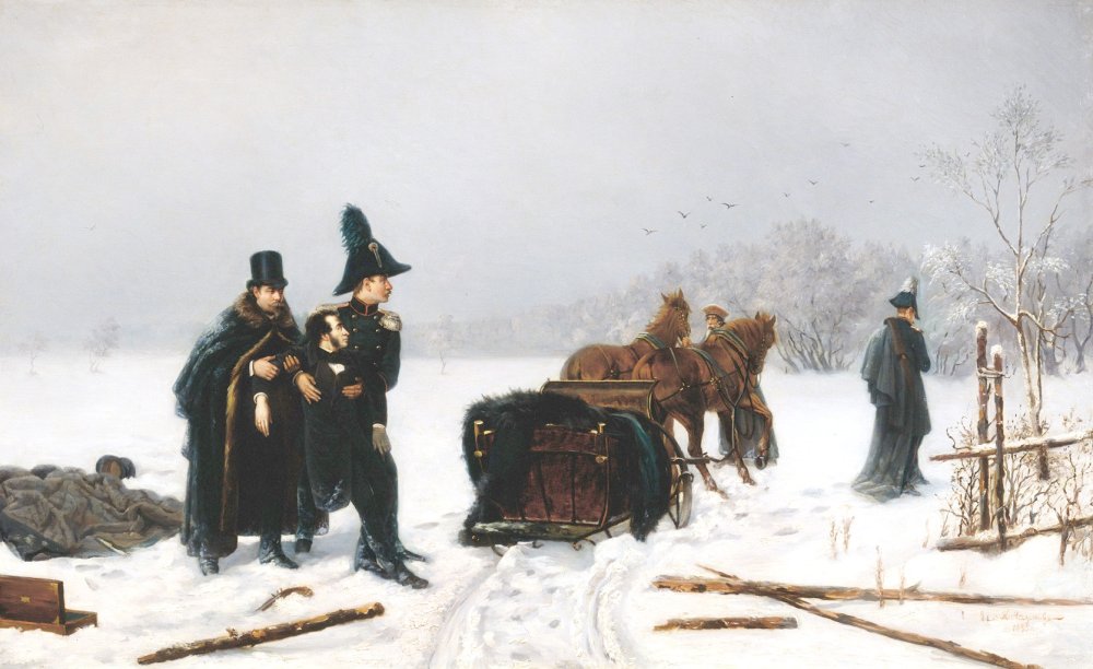 А. А. Наумов. Дуэль Пушкина с Дантесом. 1885 г. Всероссийский музей А. С. Пушкина.