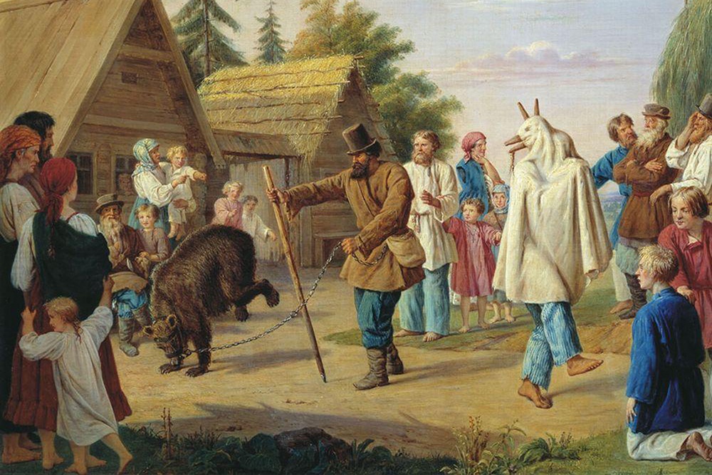 Картина Франца Рисса "Скоморохи в деревне"