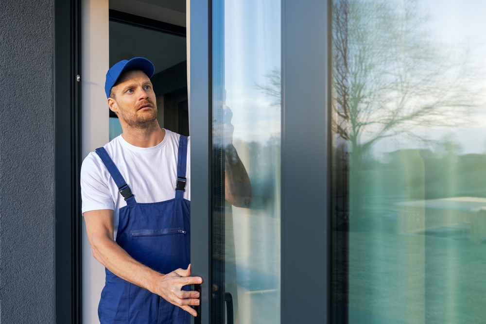 Рабочий на балконе