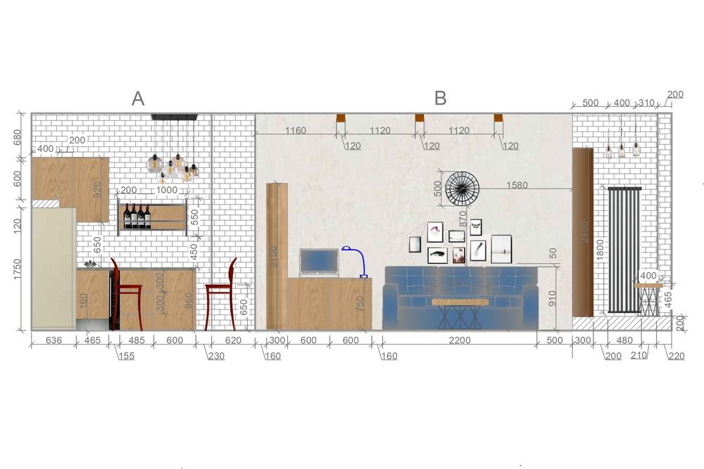 развертка гостиной 