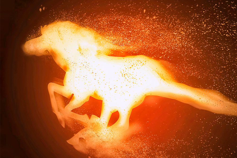 символ 2026 года - огненная красная лошадь