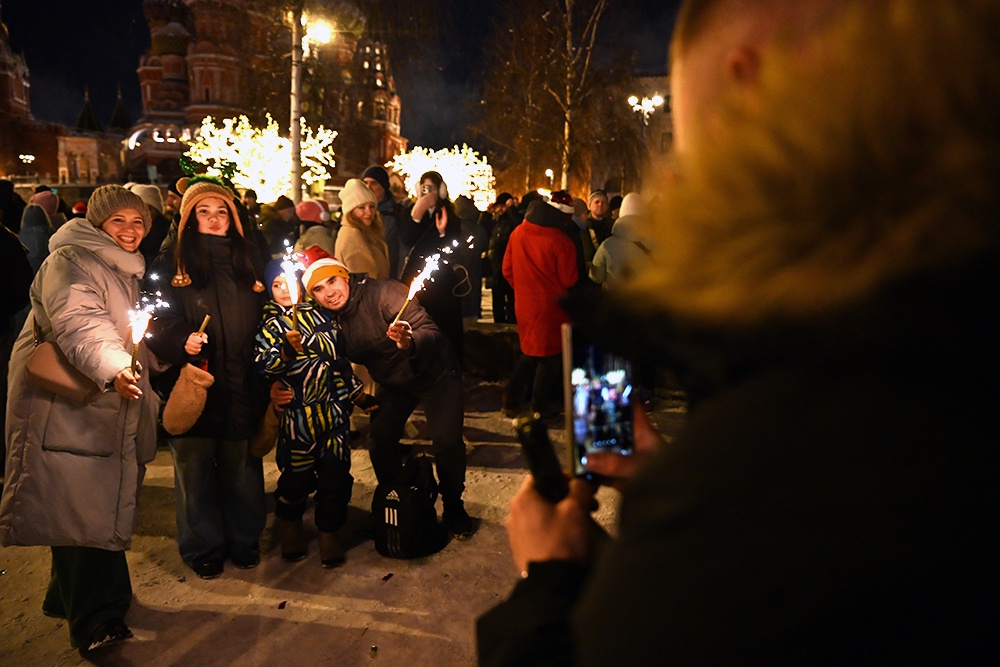 Празднование Нового года на улице города