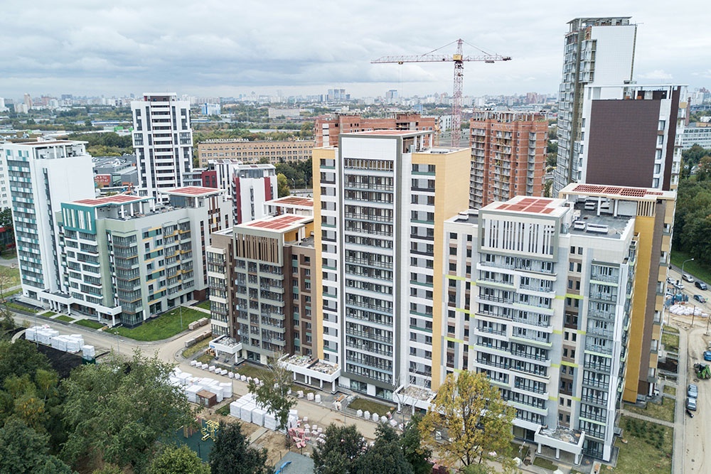 Новый строящийся квартал в большом городе