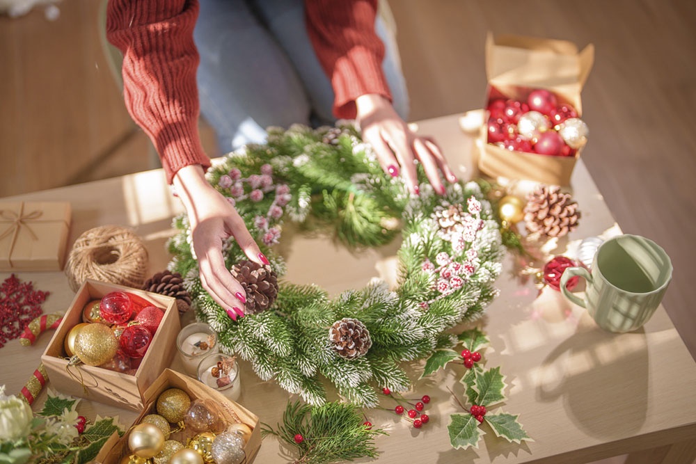 новогодний венок из веток