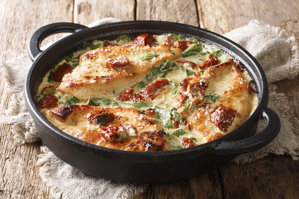 Куриное филе со шпинатом и сыром