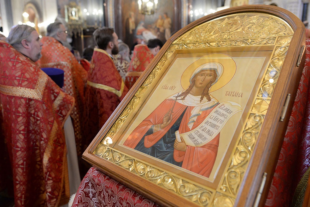 Божественная литургия в день святой мученицы Татианы и одновременно в День российского студенчества в храме Христа Спасителя.