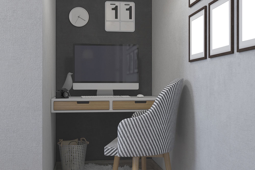 Рабочее место в нише.