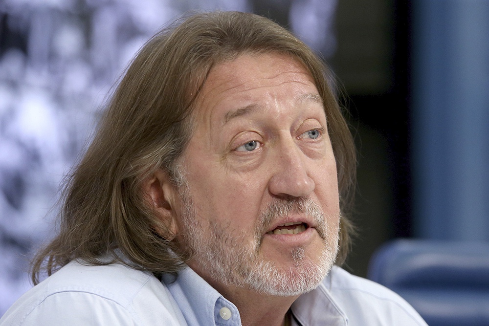 Музыкант Олег Митяев на пресс-конференции, посвященной проведению юбилейного всероссийского фестиваля авторской песни им. Валерия Грушина.