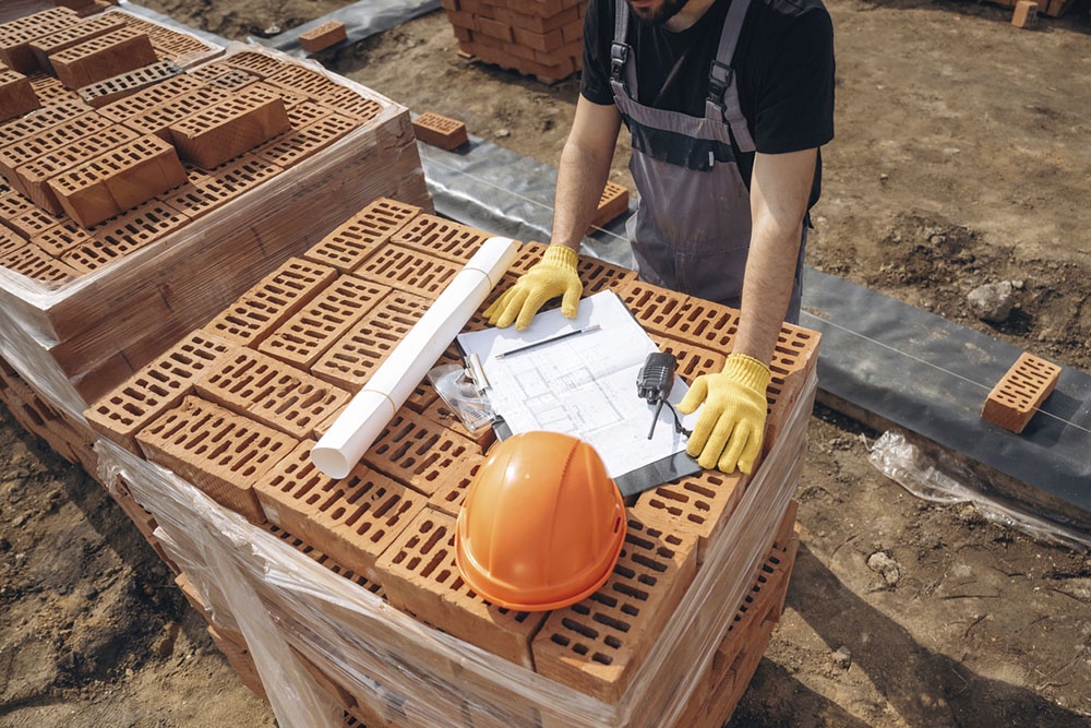 Строительные материалы на участке.