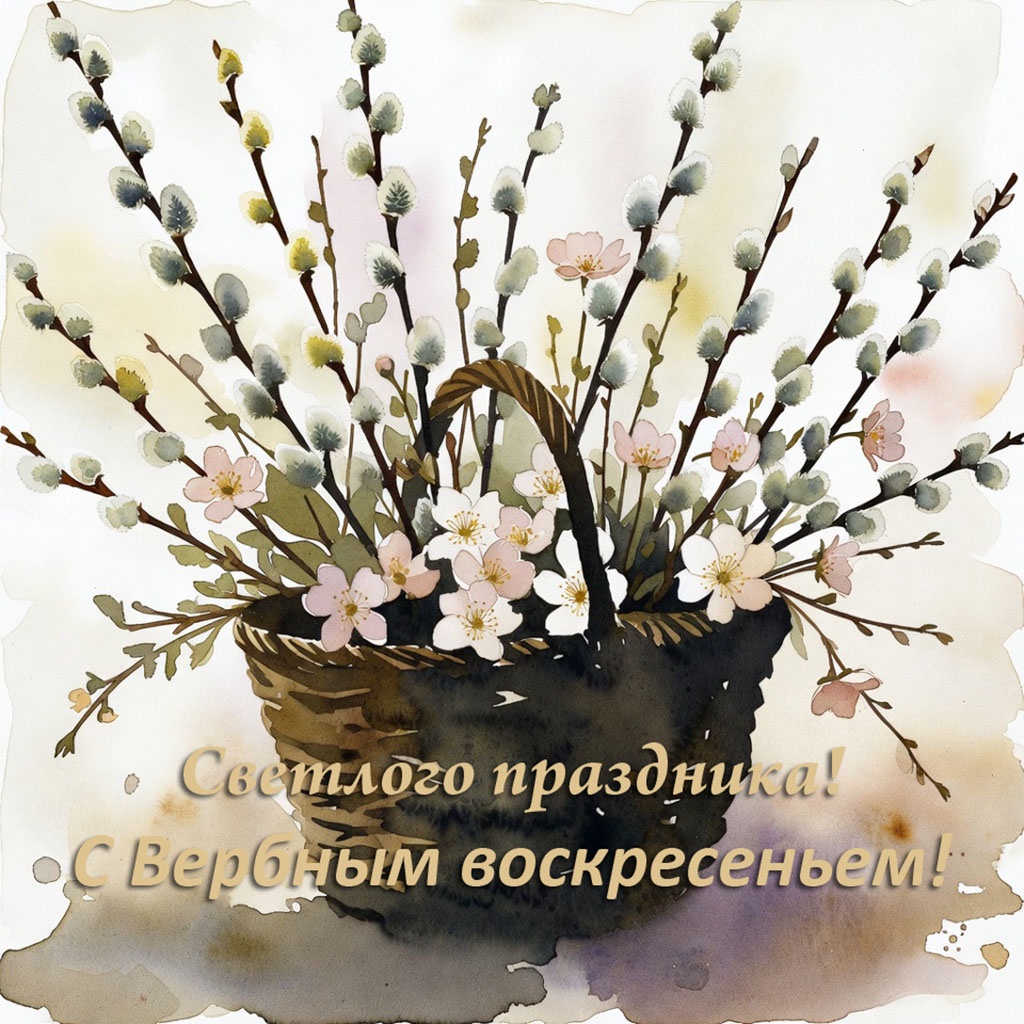 Открытки для коллег.  Красивые открытки на Вербное воскресенье: картинки для поздравлений, печати и скачивания.