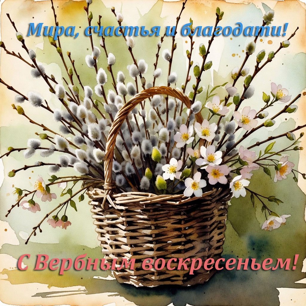 Классические открытки с ветками вербы. Красивые открытки на Вербное воскресенье: картинки для поздравлений, печати и скачивания