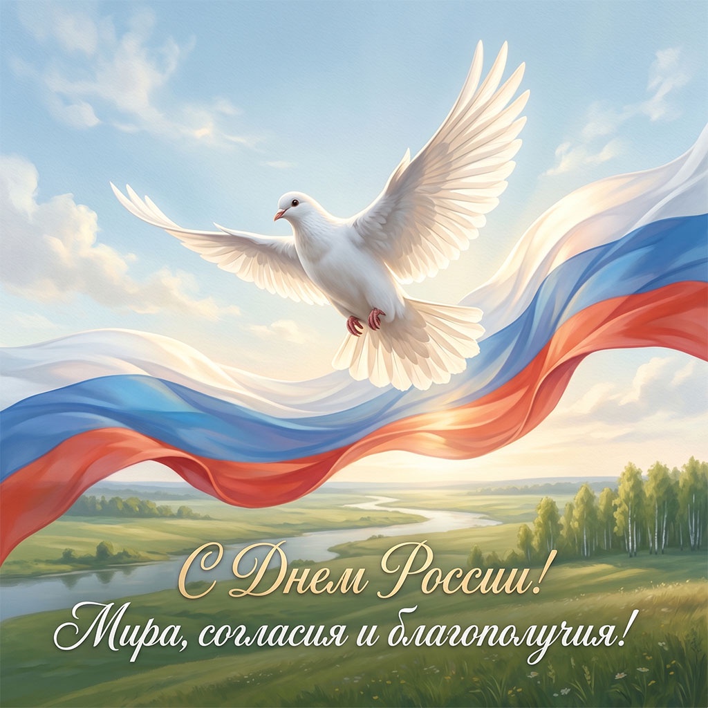 Российские просторы, красивая природа. Открытка ко Дню России.
