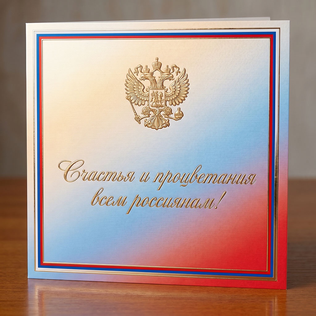 Открытка в деловом официальном стиле с поздравлением Дня России.
