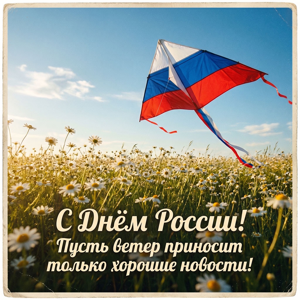 Воздушный змей цветов флага России. День России: милые, душевные и прикольные поздравления.