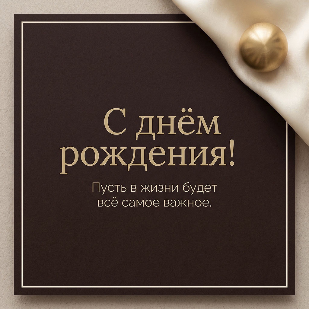Открытка на темном фоне с текстом "С днем рождения! Пусть в жизни будет все самое важное".