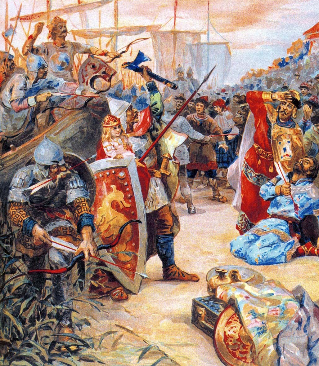К. Лебедев. Убийство Аскольда и Дира князем Олегом. 1890-е