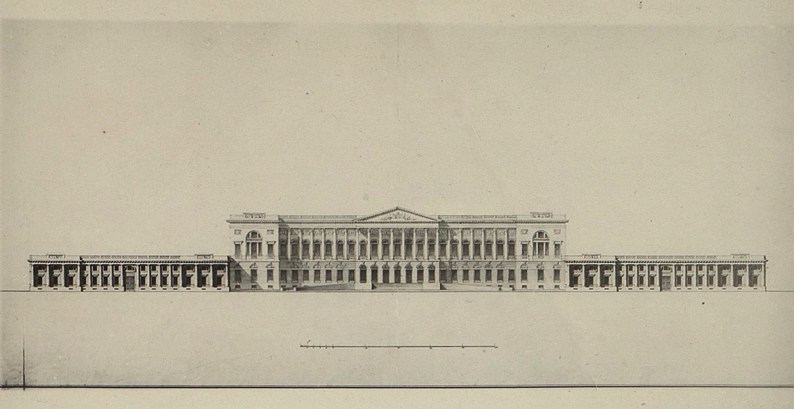 К. Росси. Михайловский дворец. Фасад дворца и служб