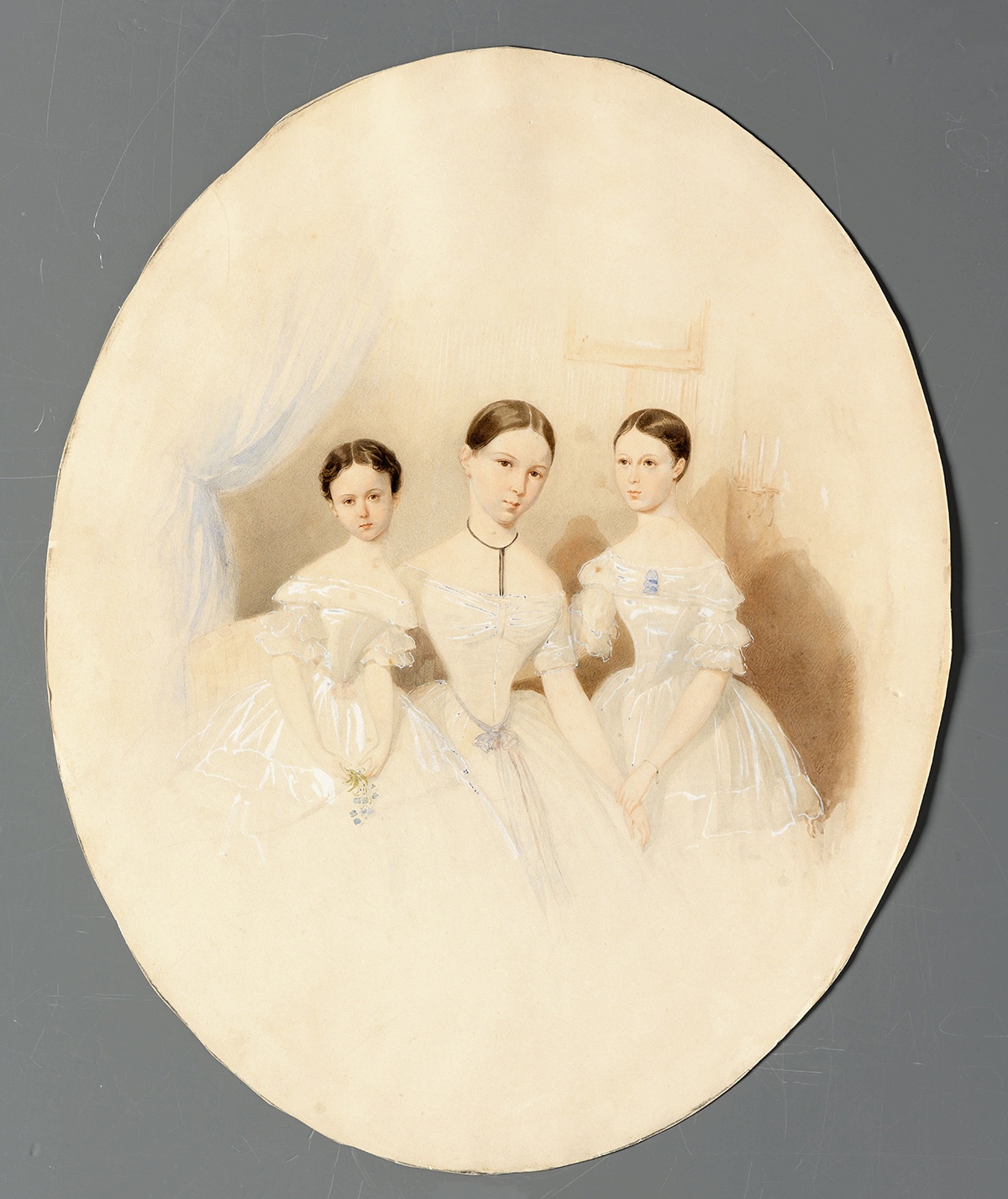 Неизвестный художник.  Портрет дочерей С.П. и Е.И. Трубецких в детстве