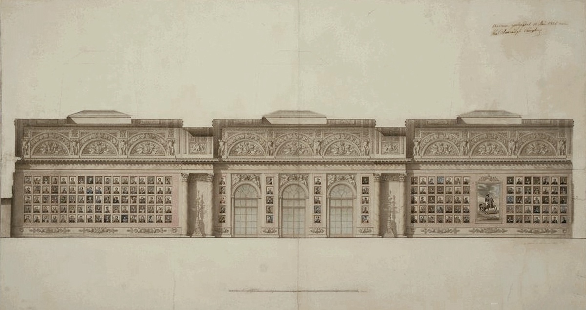 Проект отделки стены Галереи 1812 года в Зимнем Дворце. 1826