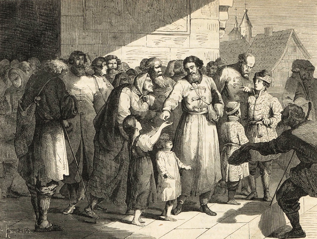Н. Кошелев. Иван I Даниилович Калита (Раздача милостыни). 1870