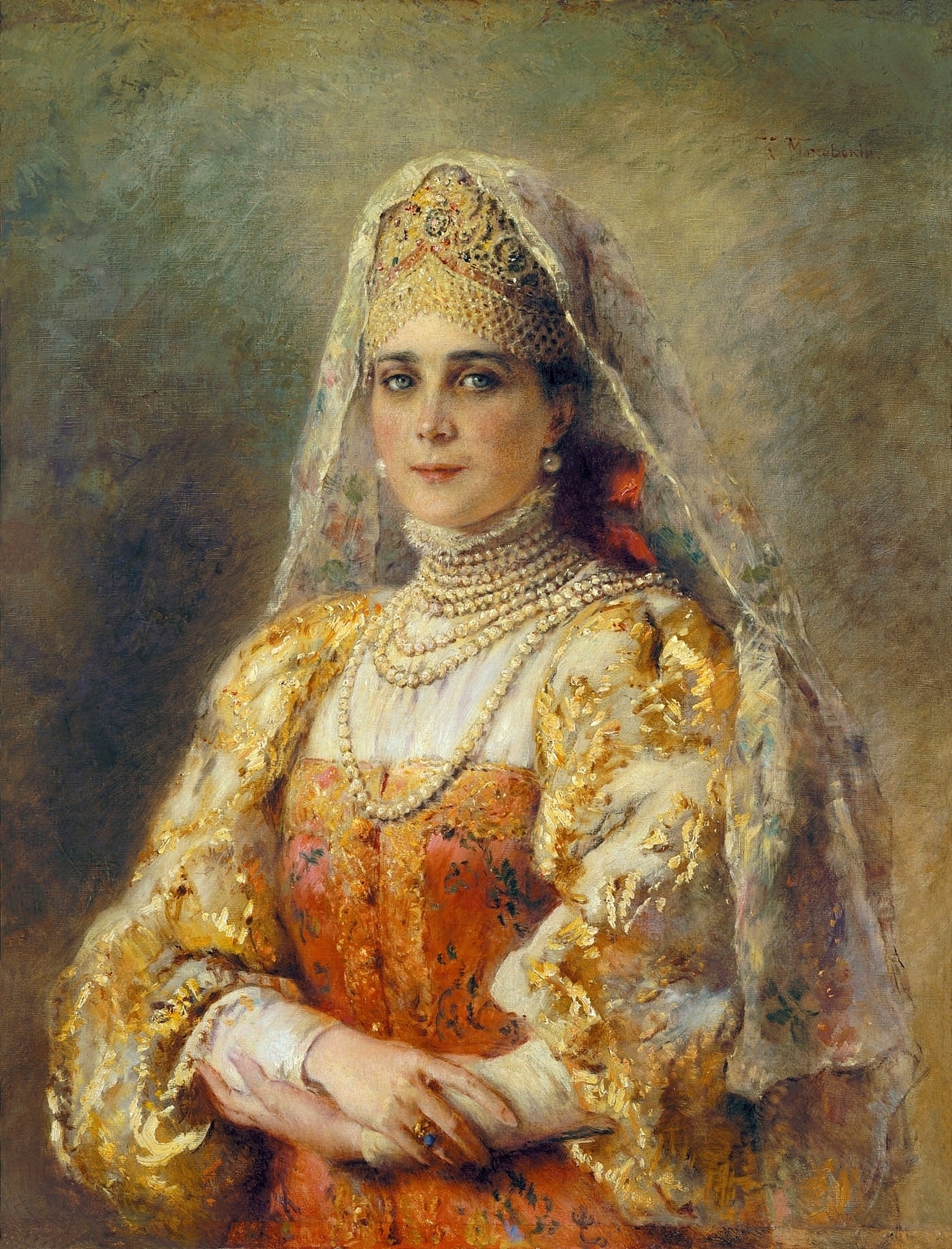 К. Маковский. Портрет княгини Зинаиды Юсуповой в русском костюме. 1895