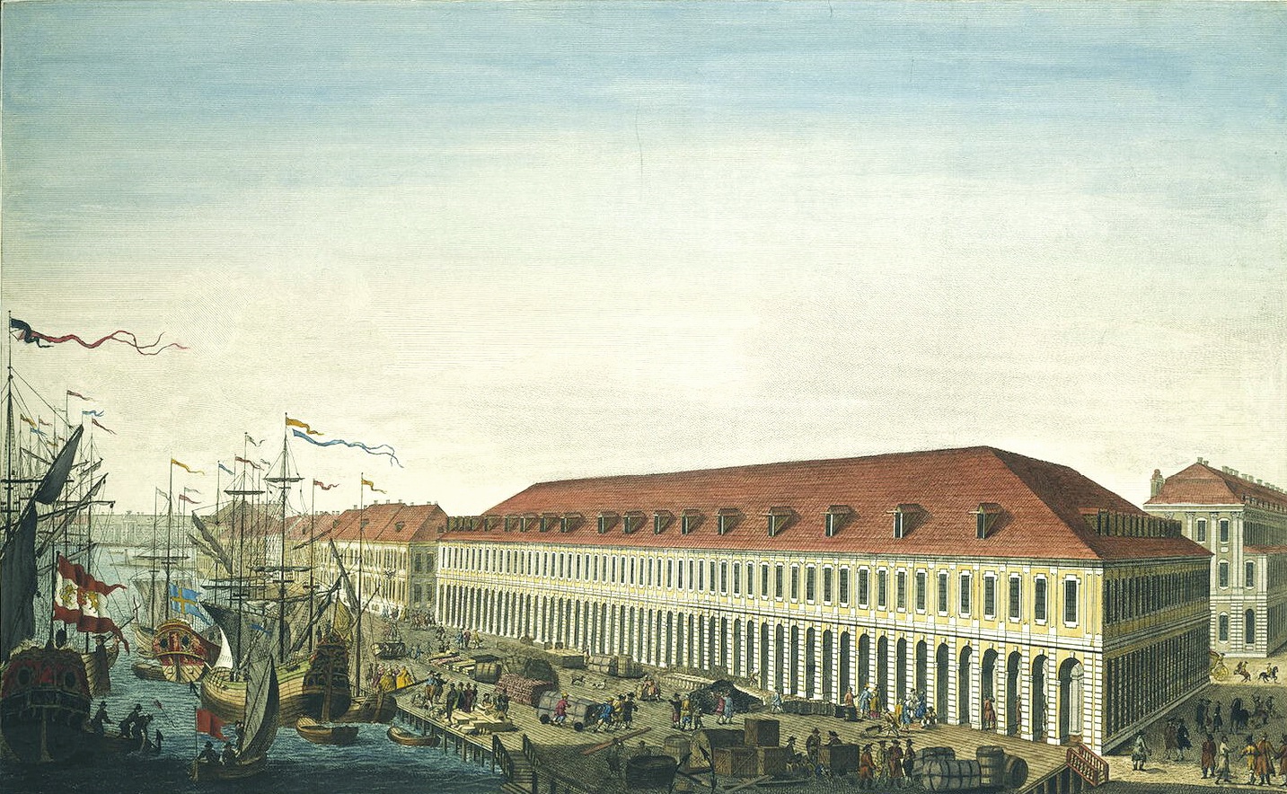 М. Махаев. Проспект Биржи и Гостинного двора. 1753