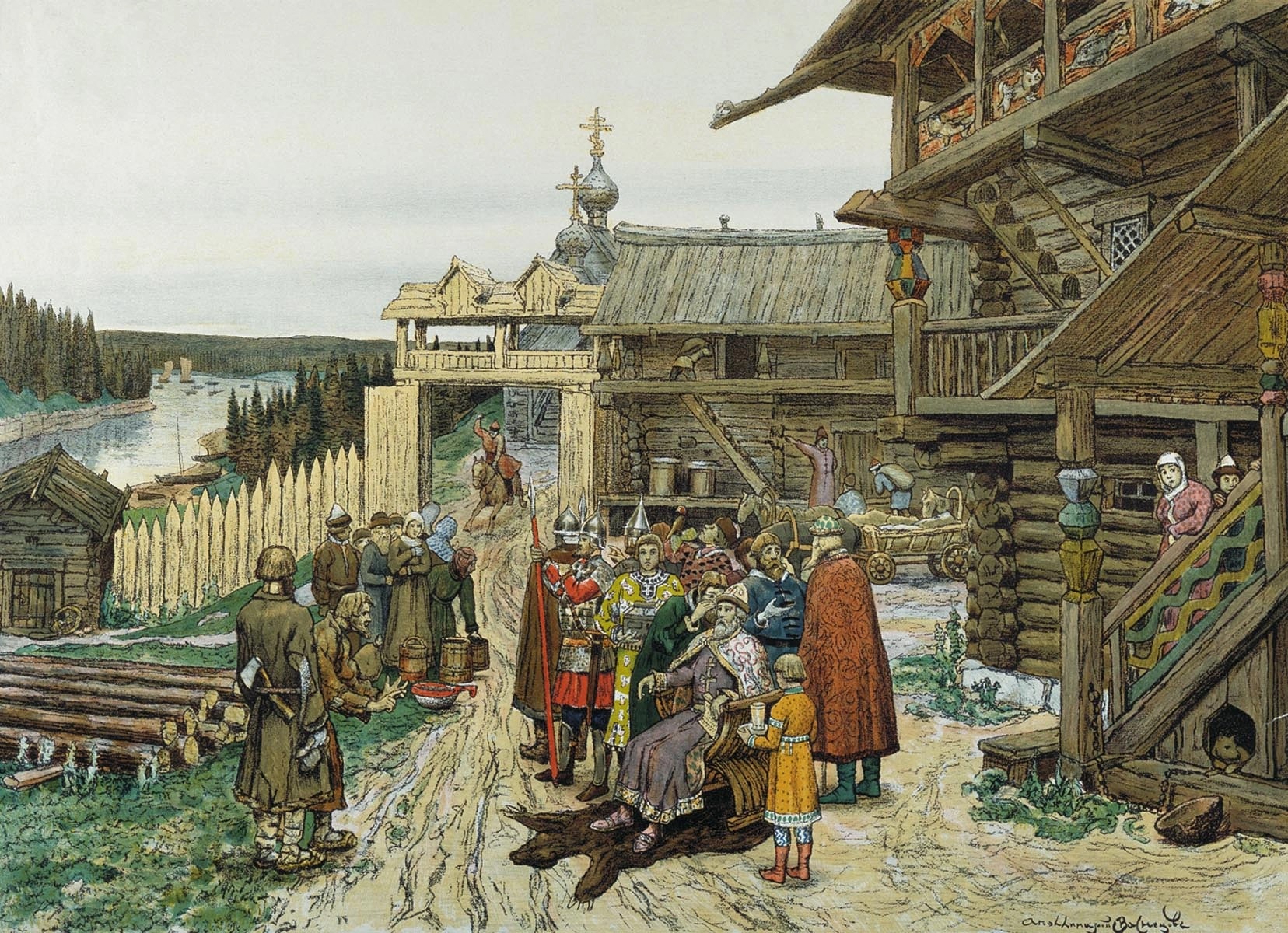 А. Васнецов. Двор удельного князя (XIII-XIV века). 1908-1909