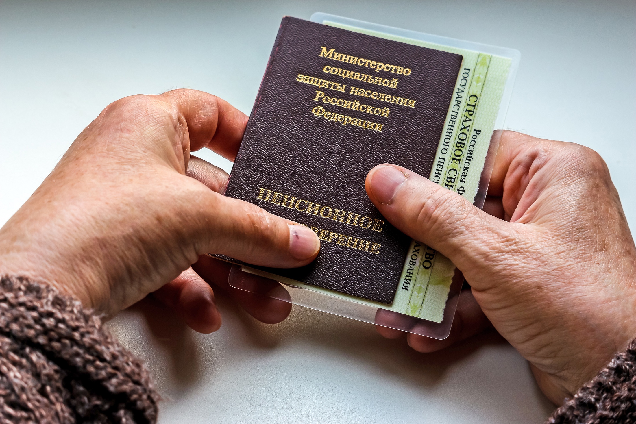 Пенсионное удостоверение в руках
