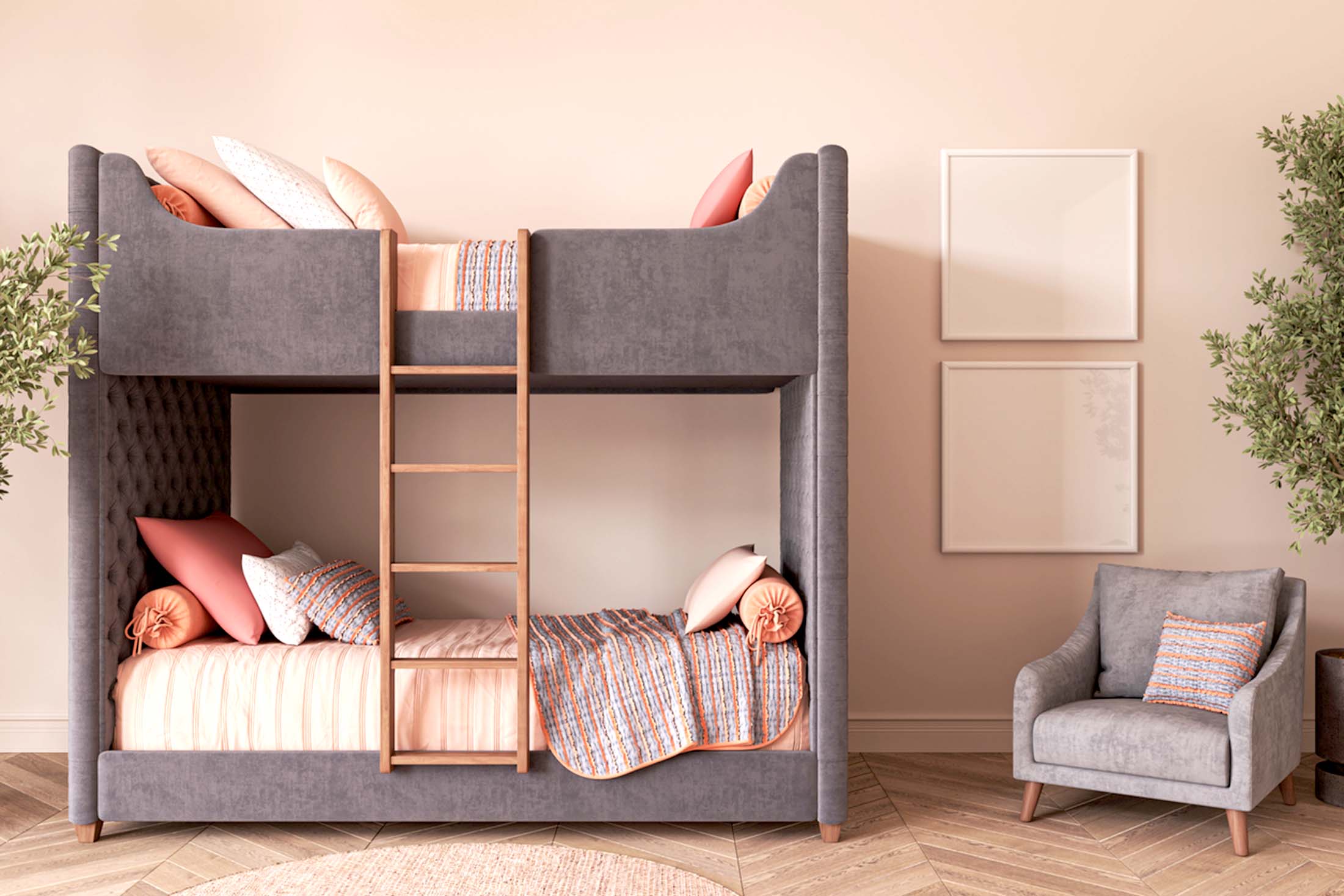 двухъярусная кровать в детской комнате