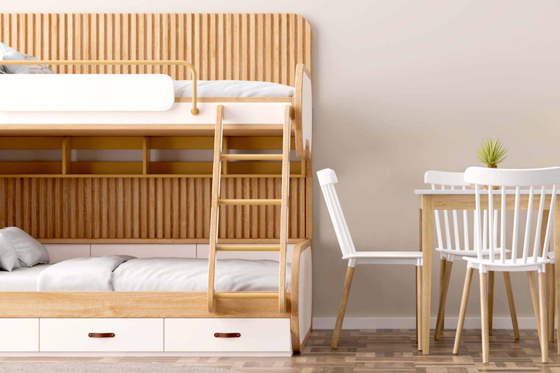 двухъярусная кровать в детской комнате