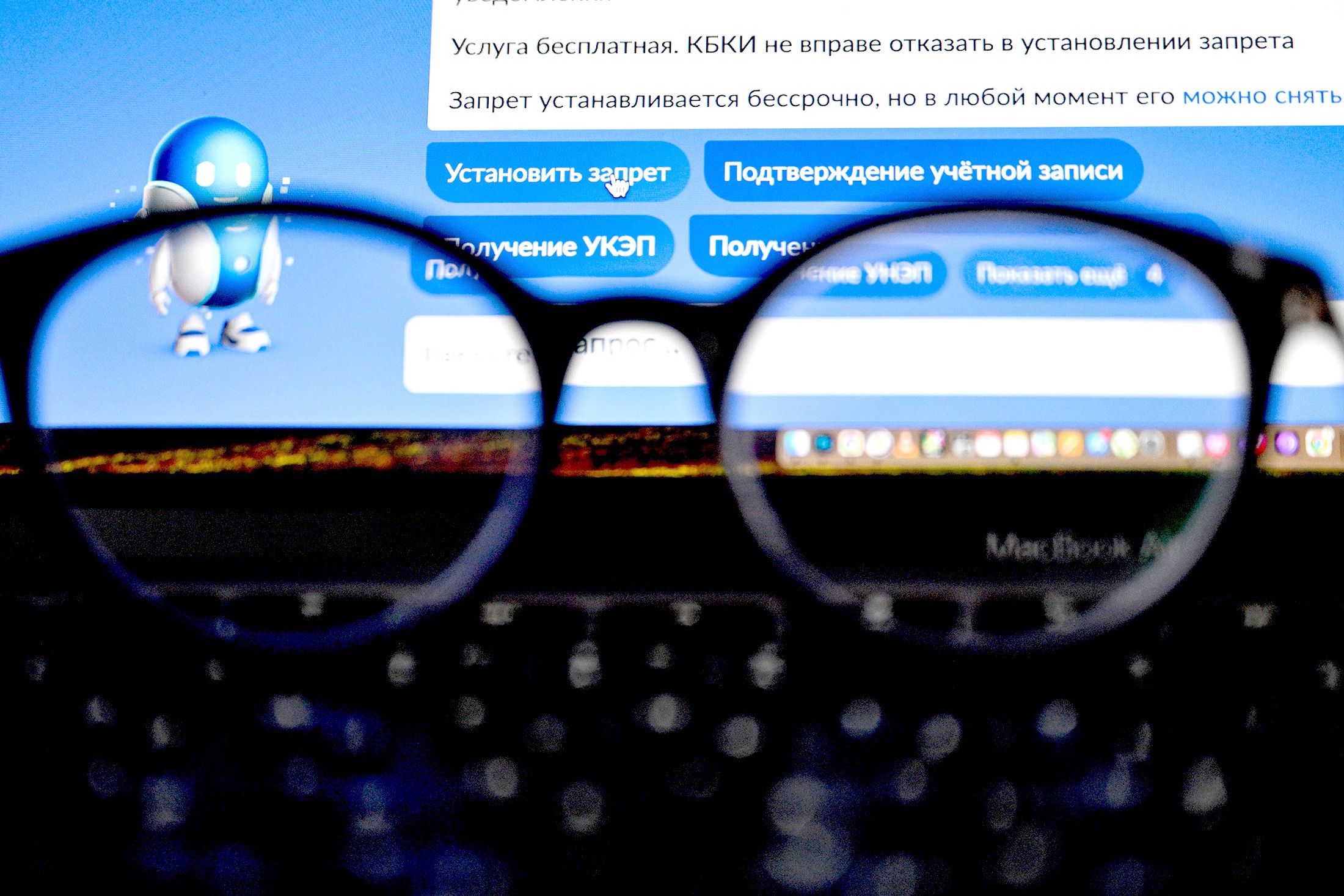 Кнопка действия "Установить запрет" на странице поиска на "Госуслугах".