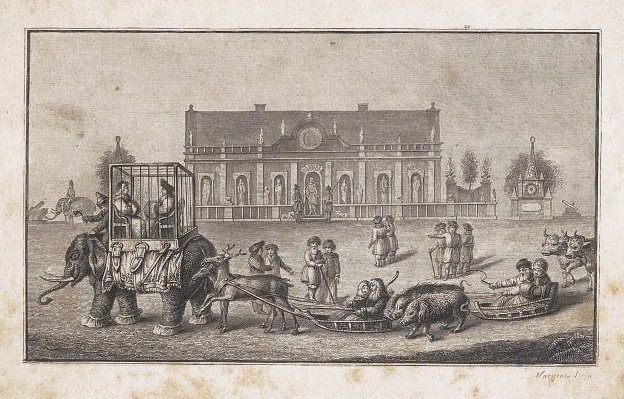 А. Наржо. Ледяной дом на Неве и вид свадебного поезда шутов. 1757