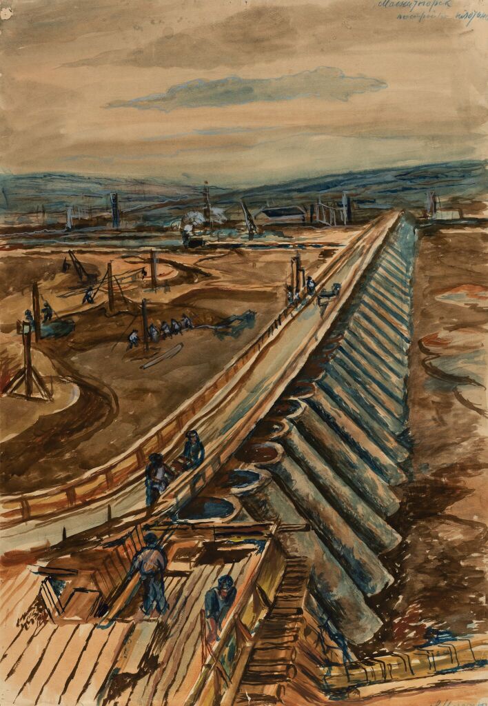 А. Моргунов. Магнитогорск. Постройка плотины. 1931
