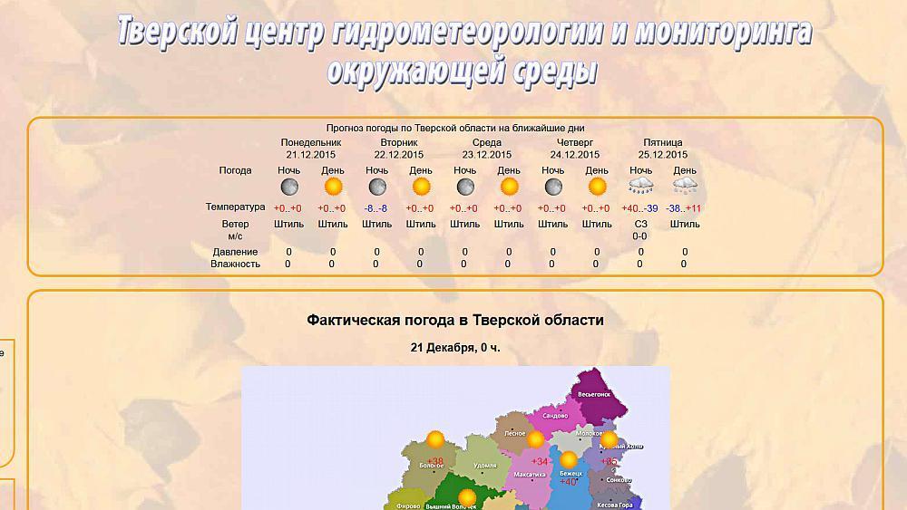 снимок экрана с сайта tvermeteo.ru