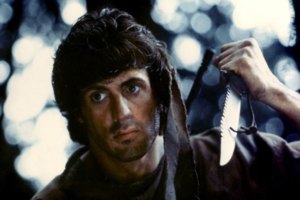 Актер Сильвестр Сталлоне в фильме "Рэмбо: Первая кровь". 	1982 год.