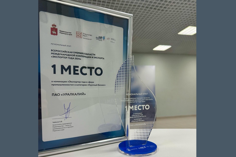 Диплом и памятный знак о победе в конкурсе калийщикам вручили на "Днях пермского бизнеса".