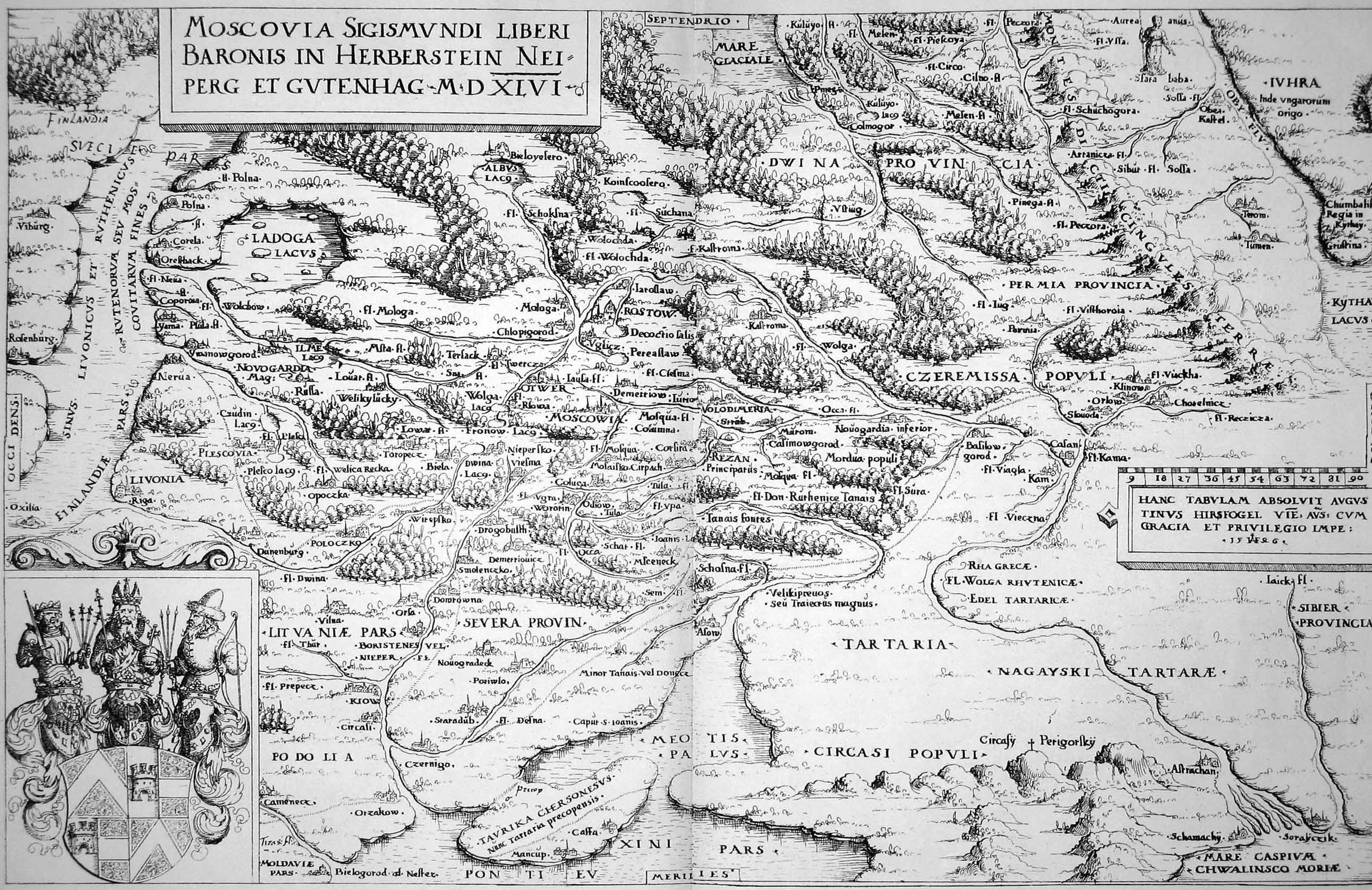 Карта Московии XVI в. Из книги С. Герберштейна. Карта Московии XVI в. Из книги С. Герберштейна.
