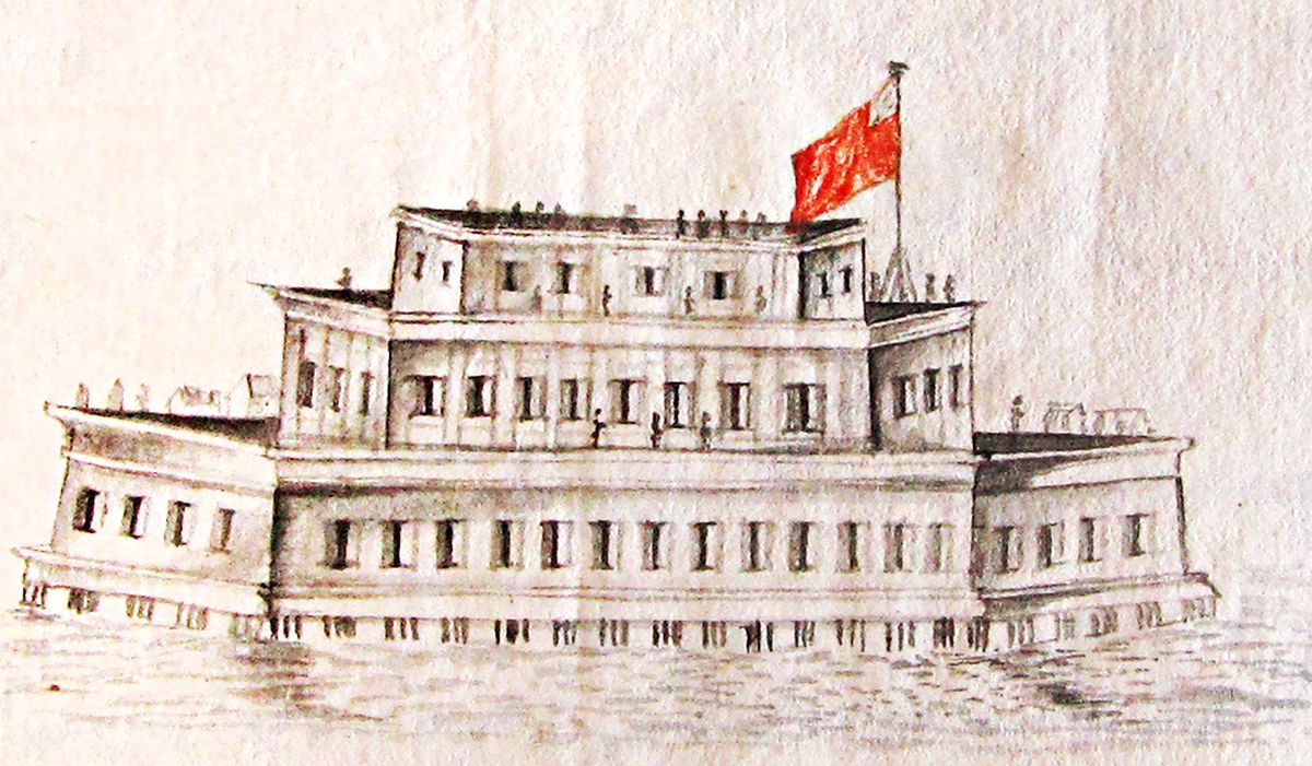 Форт Кроншлот в июле 1704 г., каким его увидел и зарисовал вице-адмирал Депру. Krigsarkivet