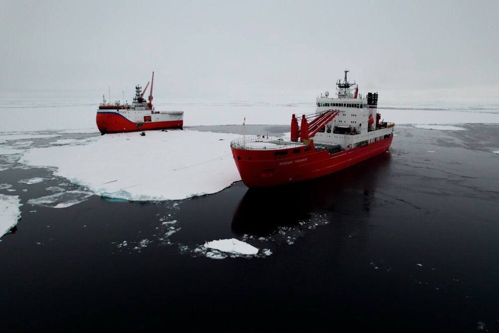 На краю Земли с одного корабля на другой можно перейти по дрейфующей льдине. 