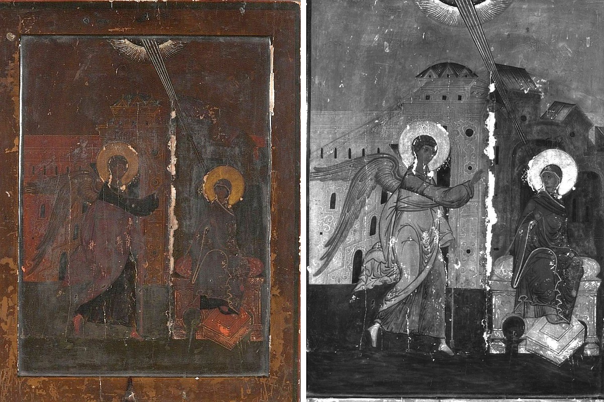 Фрагмент Царских врат XVI века нашли реставраторы в иконе в Петербурге.