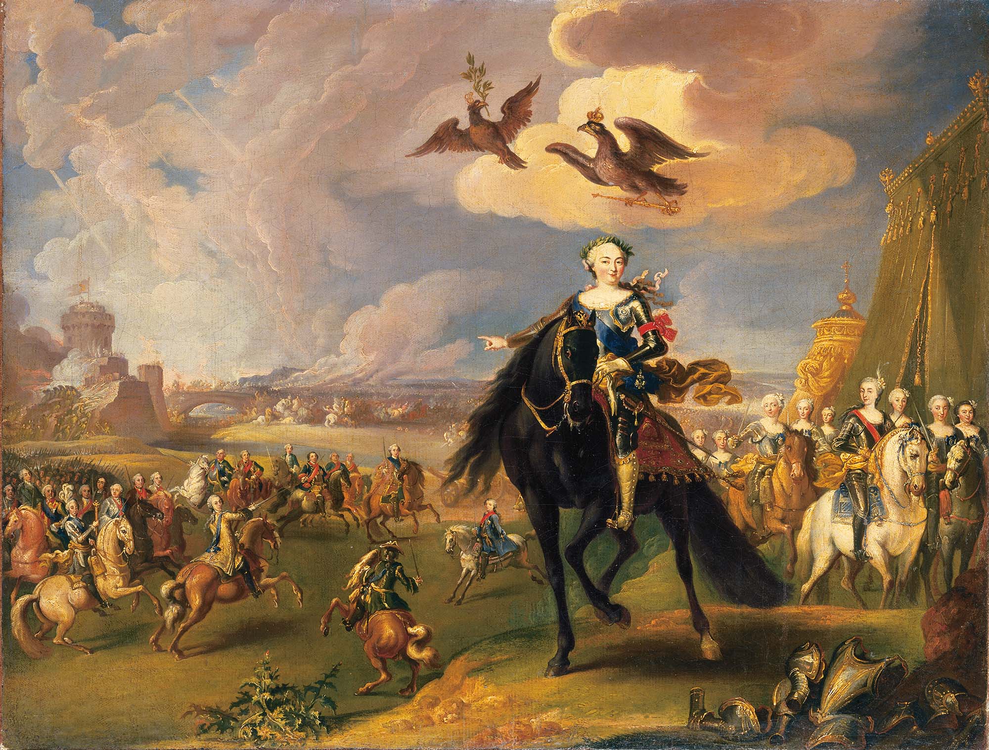 Каспар Георг Иосиф фон Преннер (1720-1766) "Конный портрет императрицы Елизаветы Петровны со свитой". Каспар Георг Иосиф фон Преннер (1720-1766) "Конный портрет императрицы Елизаветы Петровны со свитой".