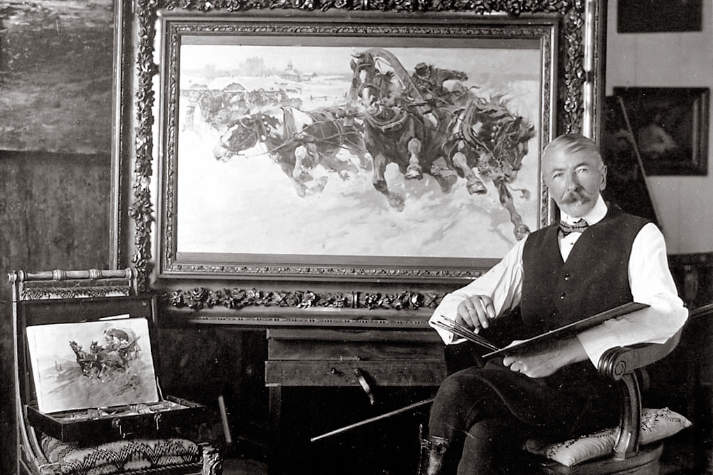 Николай Семенович Самокиш в студии. 1910-е