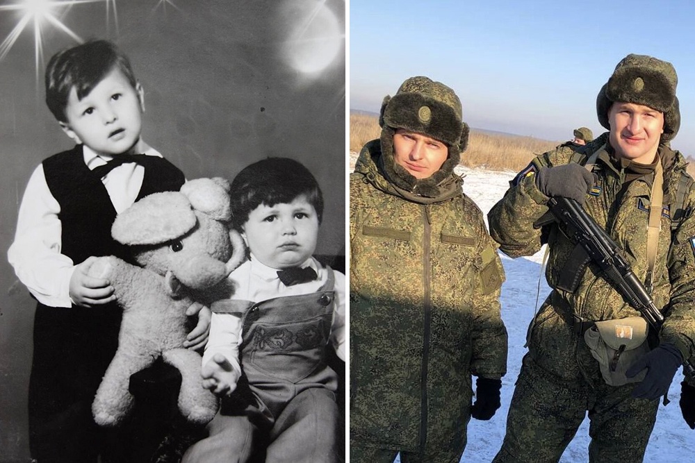Владимир и Петр Минеевы в детстве и во время срочной службы в ВДВ.