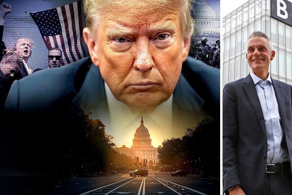 На фото - заставка к программе Би-би-си Panorama, в которой журналисты "подправили" слова Трампа. Из-за скандала в отставку ушел гендиректор корпорации Тим Дейви (на фото справа).