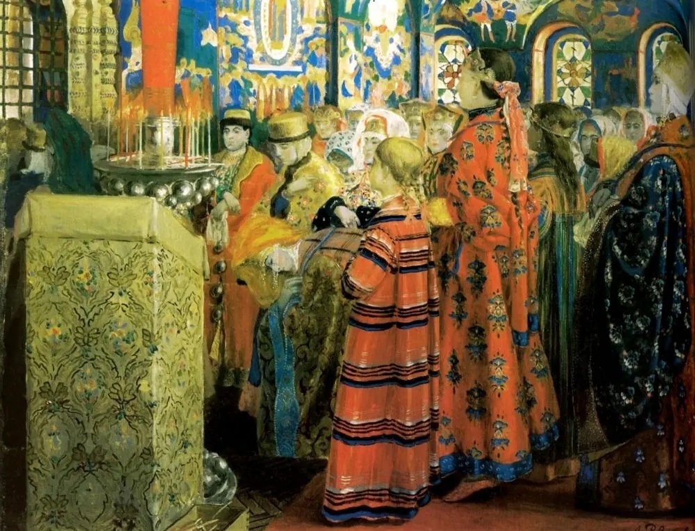 А. П. Рябушкин Русские женщины XVII столетия в церкви. 1899 г.