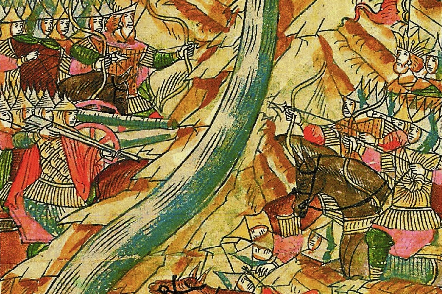 Стояние на Угре. Миниатюра летописного свода. XVI век