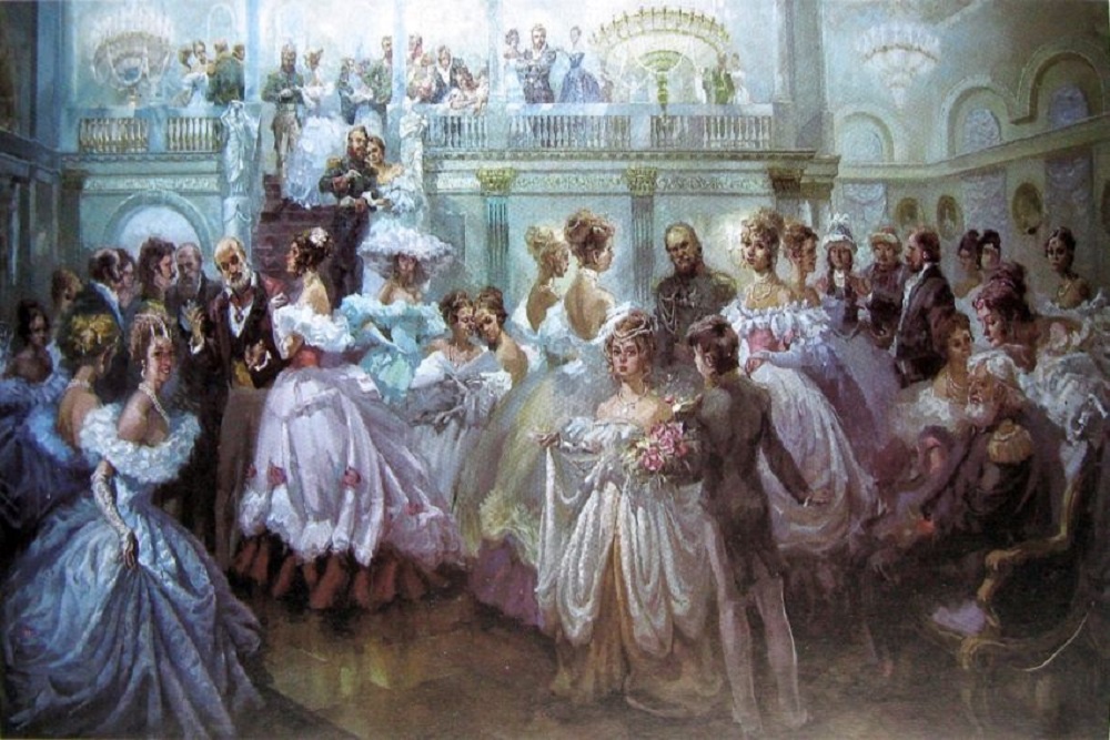 На картине Алексея Дрилева "Бал горных офицеров в Дворянском собрании Барнаула второй половины ХIХ века" можно найти и писателя Федора Достоевского (в левой части)