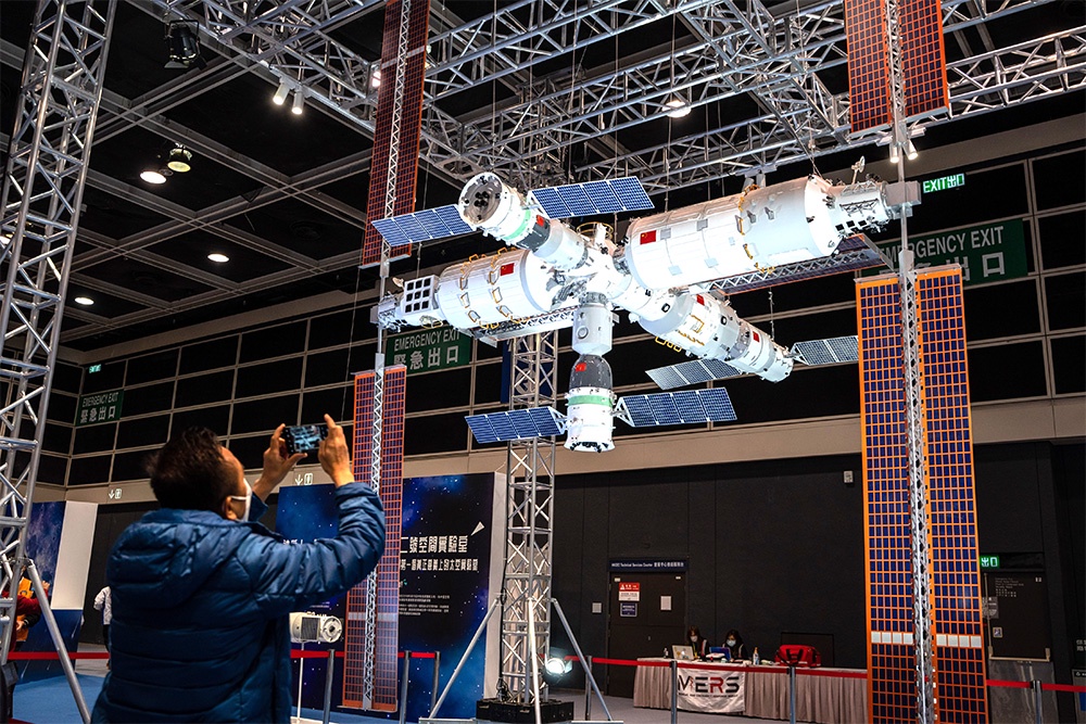 Модель китайской космической станции "Тяньгун" на одной из международных выставок.