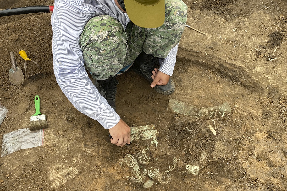 Расчистка жертвенного комплекса.